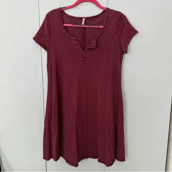 Maroon T-Shirt Dress - Picture 1 of 3